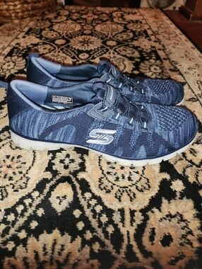 Skechers Navy Slip-On Knit Sneakers